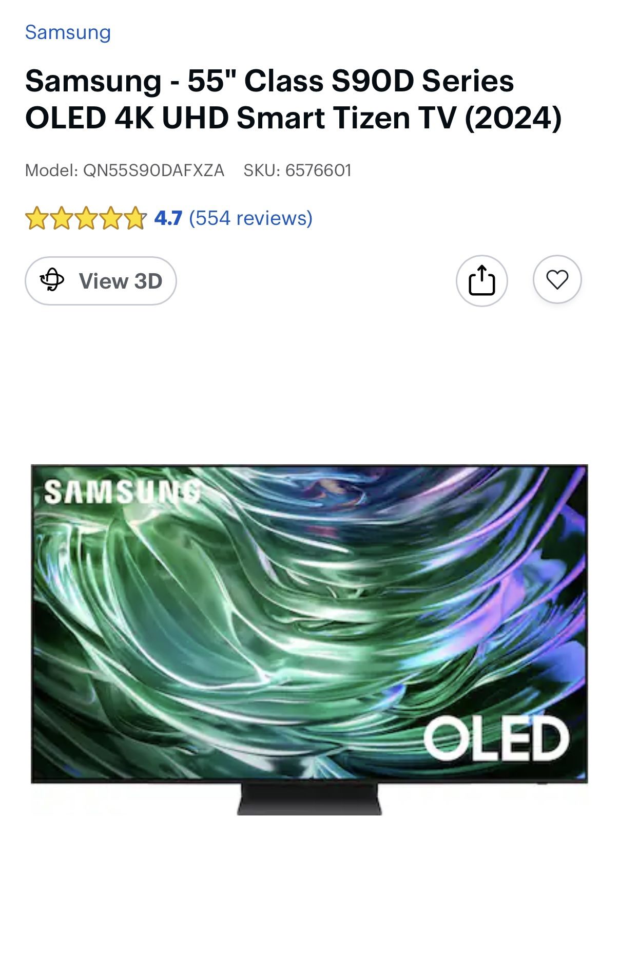 Samsung 55in OLED 4k Tv Model S9580