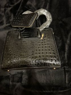 Ostrich satchel bag and wallet set