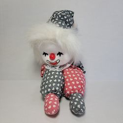 Wind Up Toy Poter Clown Doll Musical Movements Heart Outfit 1980's 8" 