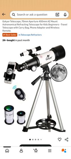 Gskyer 70mm Refracting Telescope Kit w/ Phone Adapter & Remote