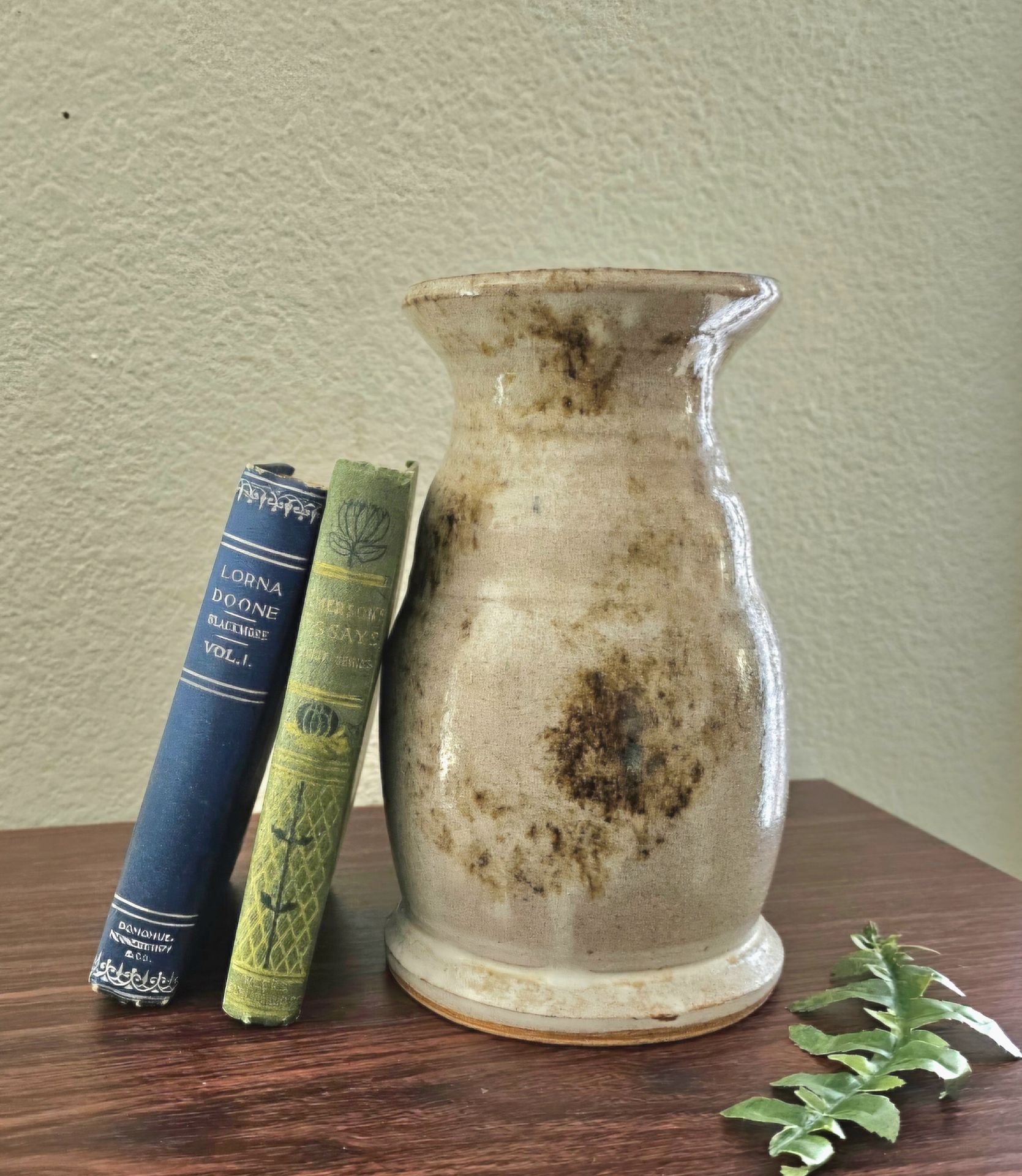 8" Signed Studio Art Pottery Vase Crystalline Blue Iron Glaze Mid Century Modern
