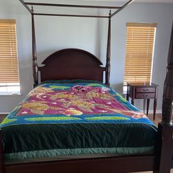 Queen  Size Bombay Factory  Bed & Nightstand  