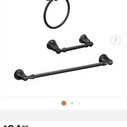 Banbury 3-Piece Bath Hardware Set with 24 in. Towel Bar, Toilet Paper Holder and Towel Ring in Matte Black Priced At $80 In Home Depot 