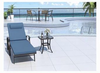 ALAULM Aluminum Pool Lounge Chair Set 2 Pieces,Blue