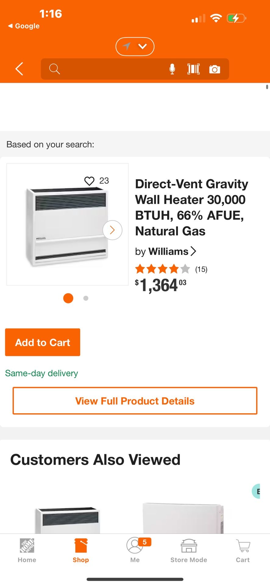 Direct-Vent Gravity Wall Heater 30,000 BTUH,