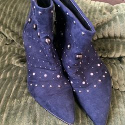Metaphor Blue High Heeled Ankle Boots