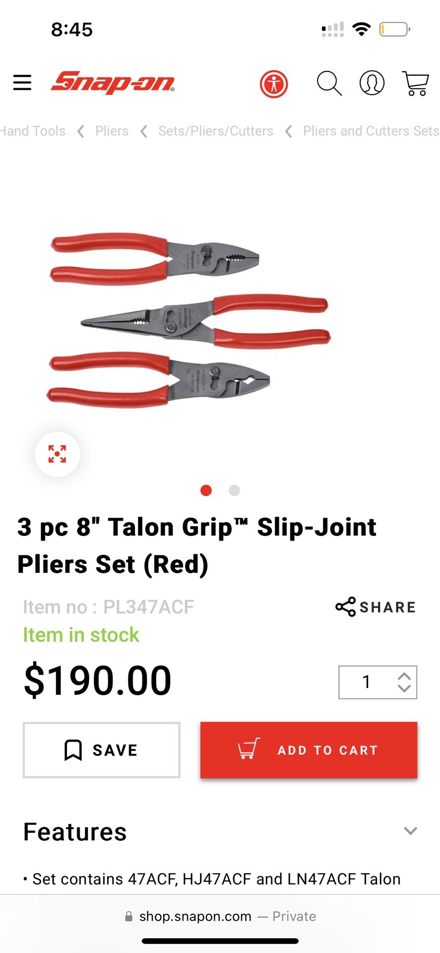 Snap On Pliers Set (red)