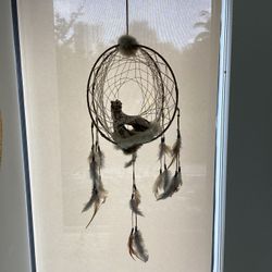 Handcrafted Dreamcatcher with White Tiger Figurine