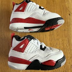 New Nike Air Jordan 4 Retro White Red Cement Shoes Toddler Child 5C