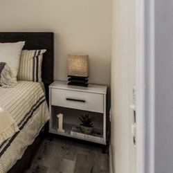 Nightstand / Bedside Table – White & Gray