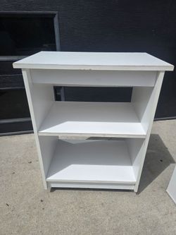 White Wood Bookshelf with Two Shelves