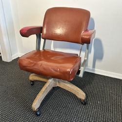 🚨 RARE FIND! Antique / Vintage Industrial Swivel Office Chair - Cast Iron & Wood - RESTORATION PROJECT