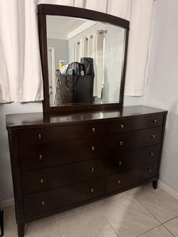 Dark Brown Dresser with Mirror