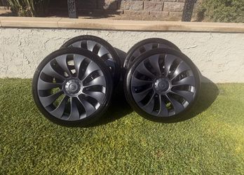 Tesla Model Y Performance, Überturbine wheels, 21 inch Tesla rims, Model Y wheels and tires, OEM Tesla parts, Tesla wheels set