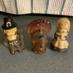 Antique/Vintage Wax Candles Pilgrims And Turkey