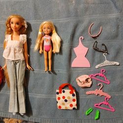 2006 Barbie & Sister With Vintage Clothes