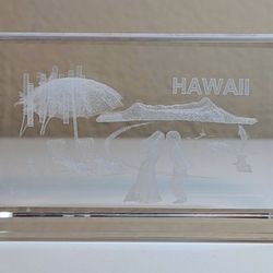 3" Hawaii 3D Glass Art Ornament Couple Love Desk Table Hawaiian Paper Weight Sculpture
