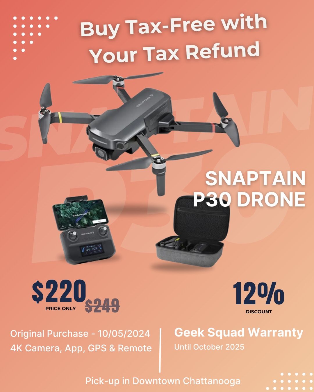 Snaptain P30 Drone – Compact 4K GPS Drone | Used Only 4 Times!