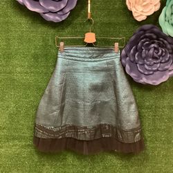 John Galliano  Teal Metallic Skirt Size 14 Youth Brand New 