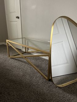 Gold Glass Coffee Table & Mirror