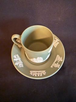 Wedgwood Jasperware Sage Green Cup and Saucer Set