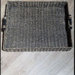 Large Wicker Tray With Wooden Handles. ......$25 Cash (Firm)