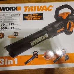 Worx 12 Amp TRIVAC 3 in 1 Eletric Leaf Blower Mulcher