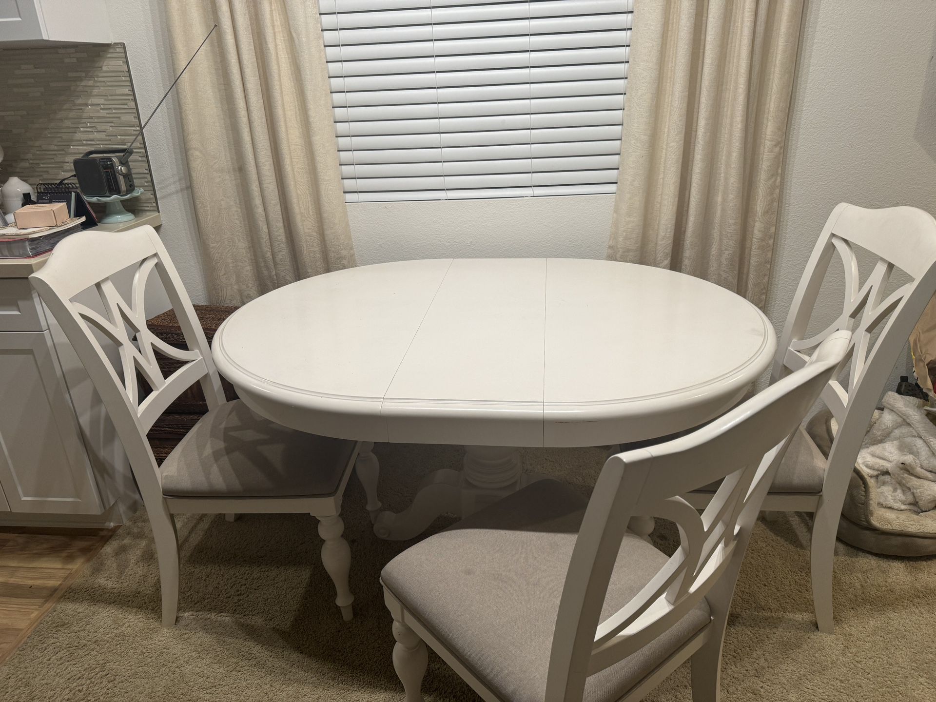 Kitchen Dining Table Set White Real Wood