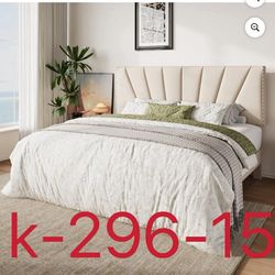 King Size Platform Bed Frame with Adjustable Velvet Upholstered Headboard(296-15)