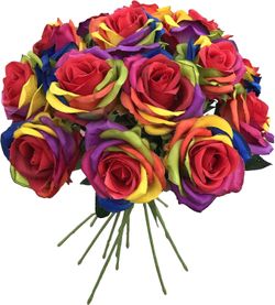  Artificial Rainbow Rose Flowers red flower heart