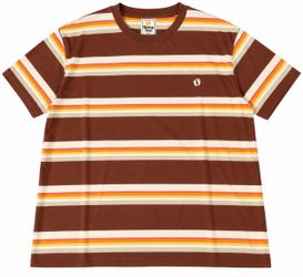 Men’s Hang Ten Jordan Style Brown Retro Striped Cotton T-Shirt Men's Large