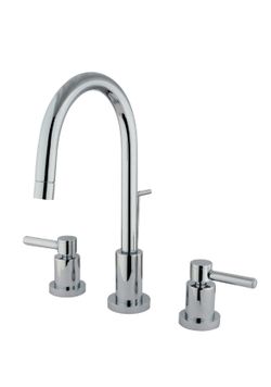 Kingston Sona KS8951DL - Concord Two-Handle 3-Hole Deck Mount Widespread Bathroom Faucet with Brass Pop-Up, Polished Chrome