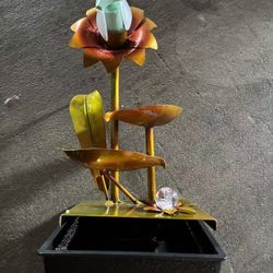 12in Gold Tabletop Water Fountain, Desktop Waterfall, Indoor Lotus Desktop Decorative Fountain, Home Bathroom Bedroom Decor.