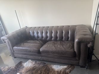 Brown Leather Living room couch set
