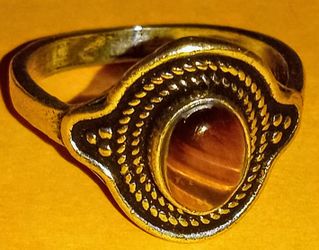 Tiger's Eye Ring With Antique Finish 