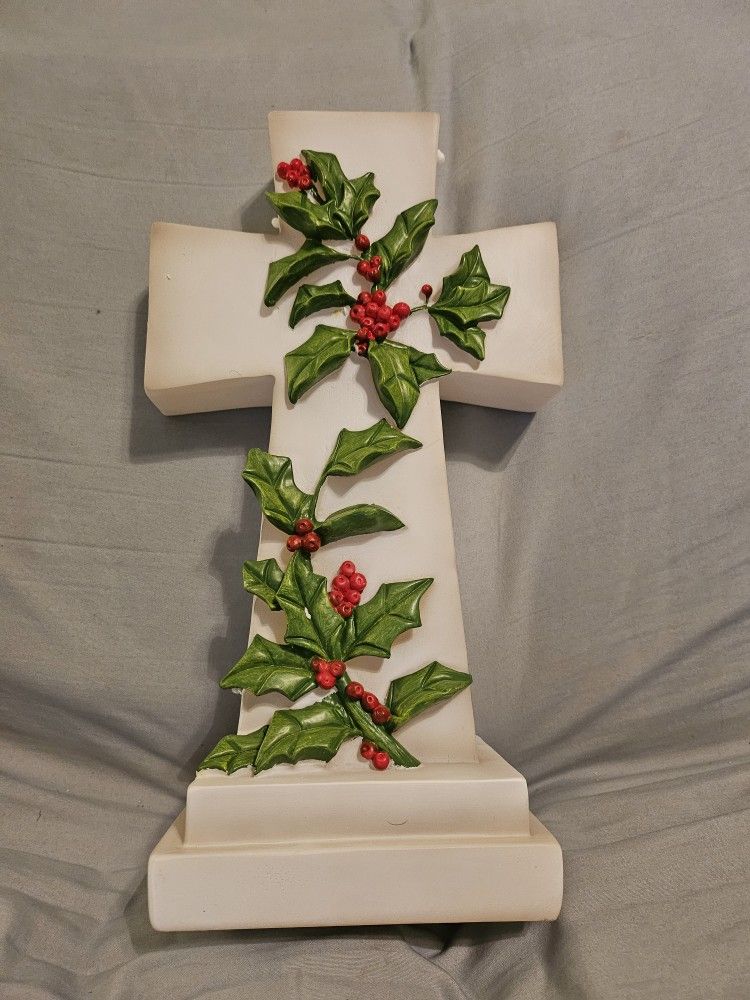 Light Up Holly Cross