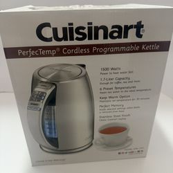 Cuisinart PerfecTemp 1.7-Liter Electric Kettle, Cordless Electric Tea Kettle, 1500W for Fast Heat-Up, 6 Preset Temperatures, 30-Minute Keep Warm, Stay