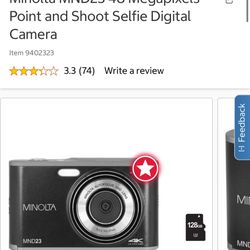Brand New In Box Unopened    Minolta MND23 48 Megapixels Point and Shoot Selfie Digital Camera