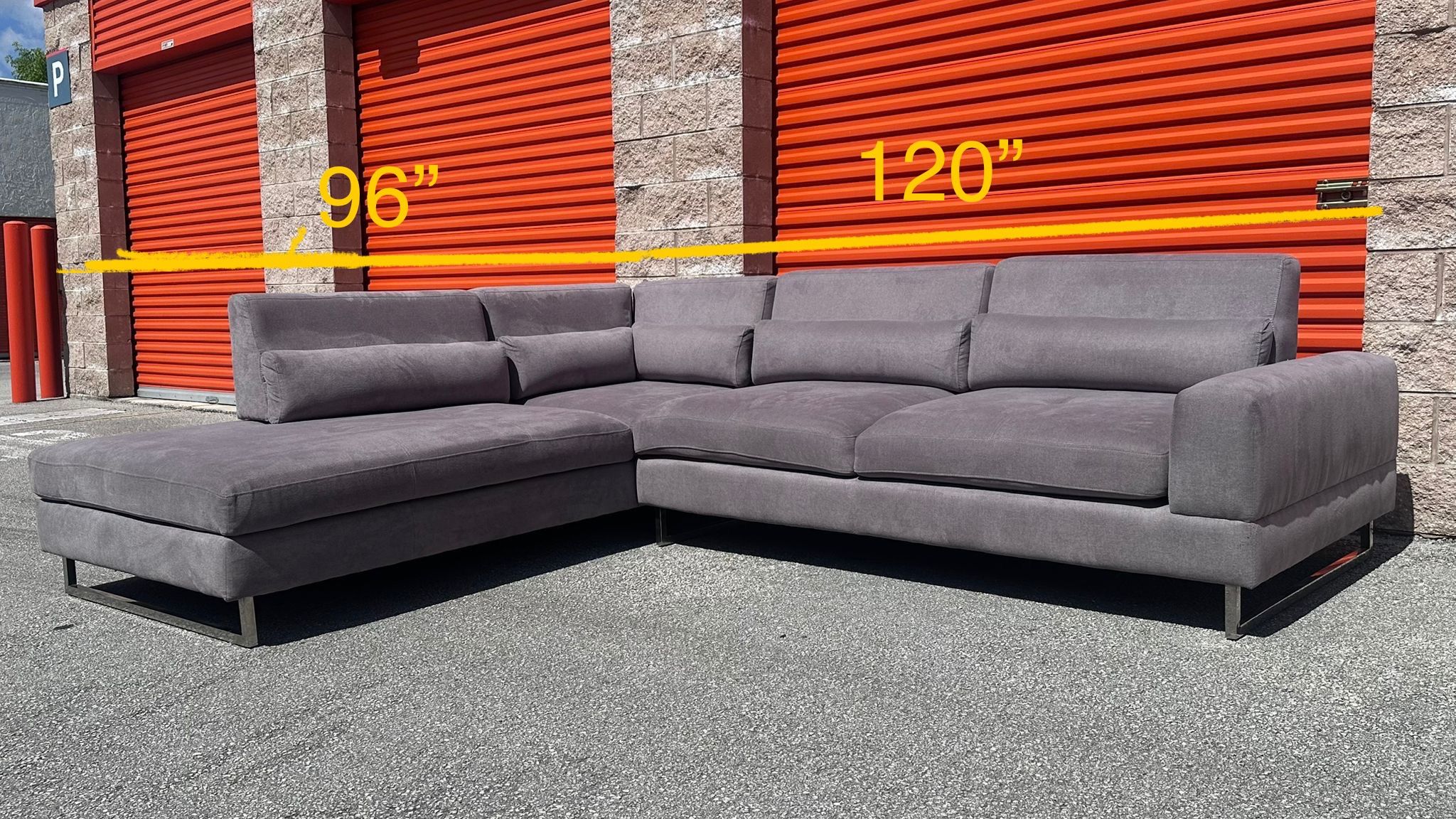 GRAY UPHOLSTERED SECTIONAL SOFA WITH ADJUSTABLE BACKREST - delivery is negotiable