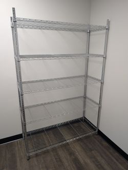 Large 6-Tier Chrome Wire Shelving Unit – $85