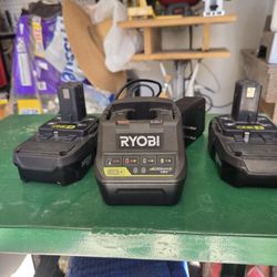 Two 18v Ryobi Battery With Charger 