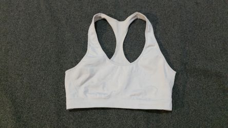 White Seamless Racerback Sports Bra - Stretch Workout Crop Top
