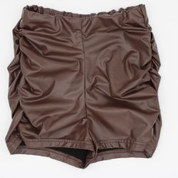 SHEIN Chocolate Brown Faux Leather Ruched Shorts XS
