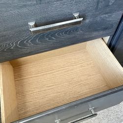 Modern 2-Drawer Nightstand / Bedside Table – Dark Gray Wood