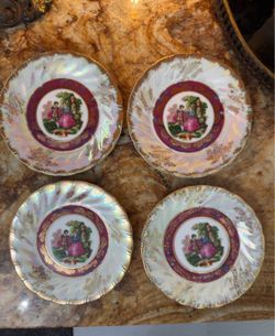4 Vintage Royal Japan decorative plates iridescent