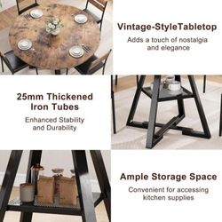 Brown Round Table Top With Black Iron Legs