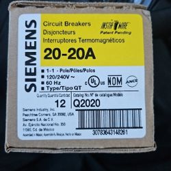 SIEMENS Q2020 20A 1 POLE, 120V TANDEN CIRCUIT BREAKER 