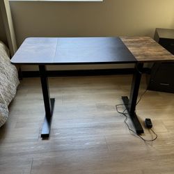 VIVO Electric 47 x 24 in Rustic Standing Desk, Memory Height Adjustment, Black and Vintage Brown, DESK-E144BN