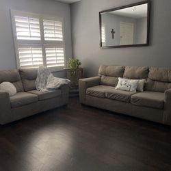 2 Piece beige Sectional couch