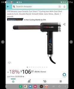CHI Volcanic Lava Ceramic Curl Shot 1" Curling Iron With Cool Shot Locks In Curls.Â
